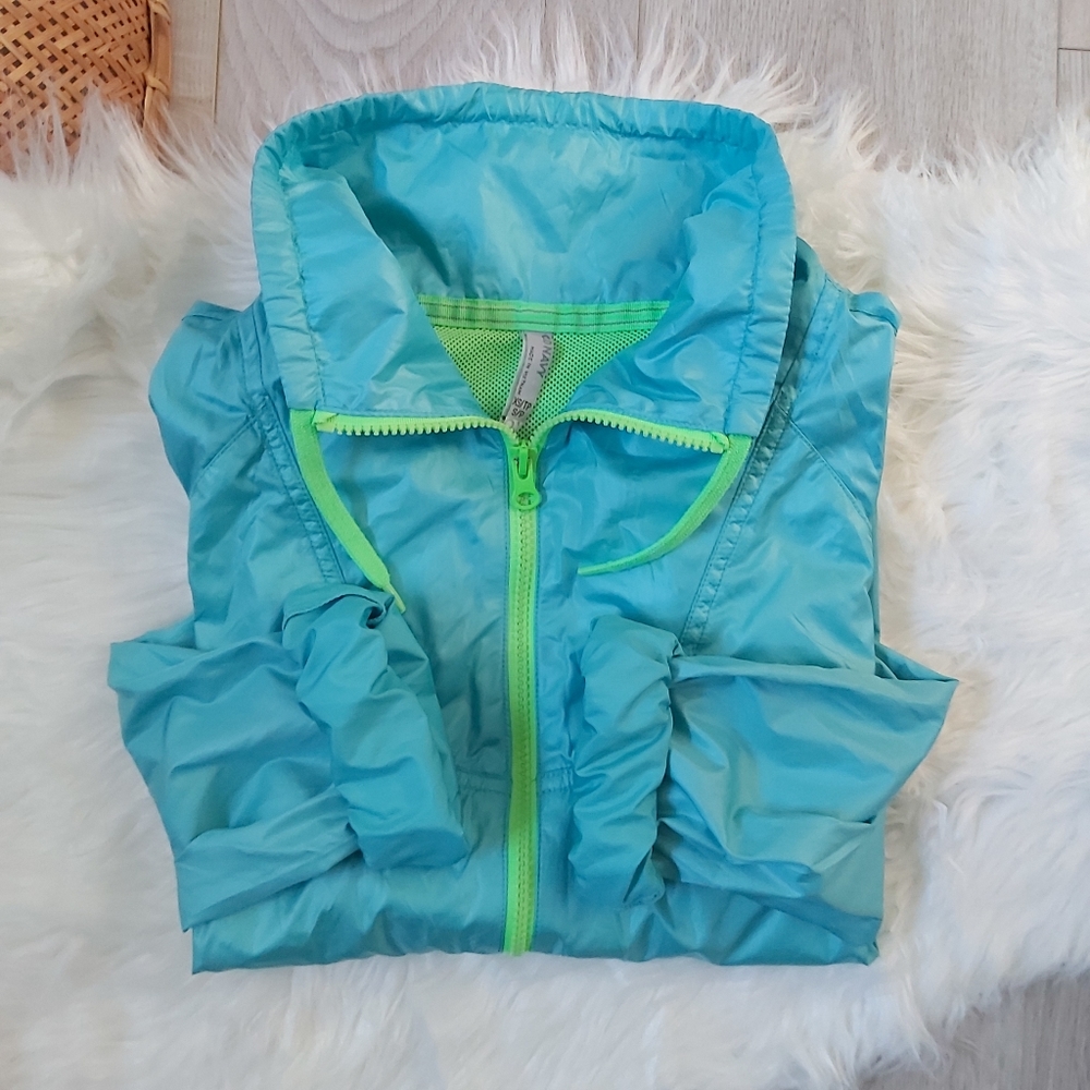 Old Navy Neon green and blue wind breaker jacket - Picture 2 of 9